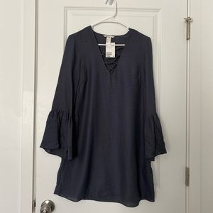 NEW with Tags H&M Boho Long Sleeve Dark Blue Dress